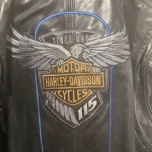 Harley Davidson 115 Yr Anniversary Black leather riding jackets